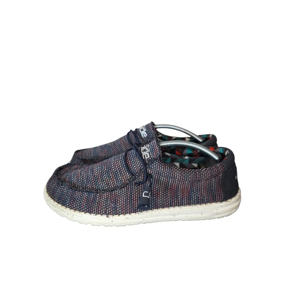 Hey Dude Wally Sox Men's 11 Blue Orange Casual Slip On Loafers Lightweight